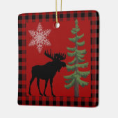 Rustiek Rood Zwart Buffel Plaid met Moose Ornament (Links)