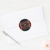 Rustiek Rood Zwart Buffel Plaid Save the Date Ronde Sticker (Envelop)