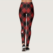 Rustiek Rood Zwart Buffel Plaid Wit Hart Leggings (Achterkant)