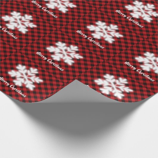 Rustiek rood zwart geruite patroon feestelijke sne cadeaupapier (Hoek)