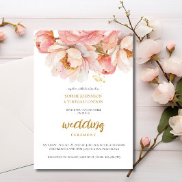 Rustiek roos bloemenbruiloft waterverf kaart