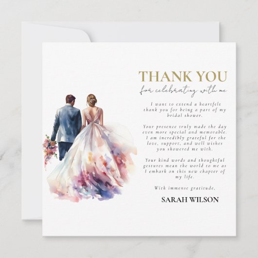 Rustiek Roos Boho Floral Bridal Dank u (Voorkant)