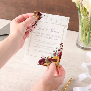 Rustiek Roos en Aster Wedding Vellum Uitnodigingen