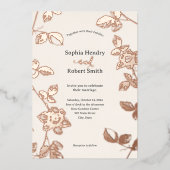 Rustiek Roos Goud Whimsical Bloemen Bruiloft Folie Uitnodiging (Voorkant)