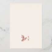 Rustiek Roos Goud Whimsical Bloemen Bruiloft Folie Uitnodiging (Achterkant)