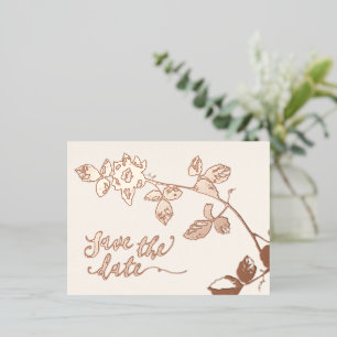 Rustiek Roos Gouden Botanische Bruiloft Bewaar de Folie Uitnodiging Briefkaart