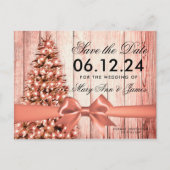 Rustiek Roos Gouden Kerst Wedding Save Datum Aankondigingskaart (Voorkant)