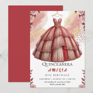 Rustiek Roos Gouden Quinceañera Verjaardag Kaart