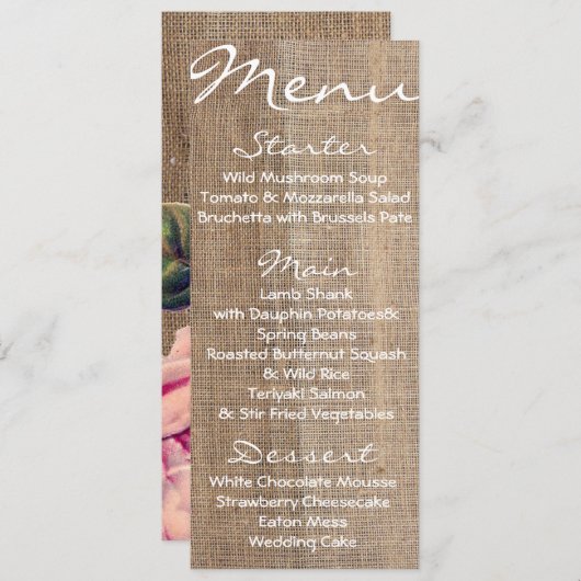 Rustiek Roos Menu (Voorkant / Achterkant)