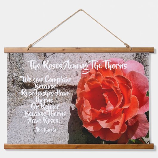 Rustiek Roos Tapestry met Quote van Abe Lincoln Hangend Wandkleed (Voorkant)