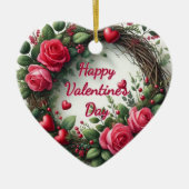 Rustiek Roos Valentijnsdag Hartvormig Ornament (Voorkant)