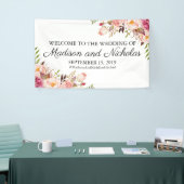 Rustiek Roze Bloemen Trouwbanner Decoratie Spandoek (Beurs)