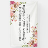 Rustiek Roze Bloemen Trouwbanner Decoratie Spandoek (Verticaal)