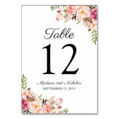 Rustiek Roze Bloemen Trouwtafel Nummer Kaarten (Achterkant)