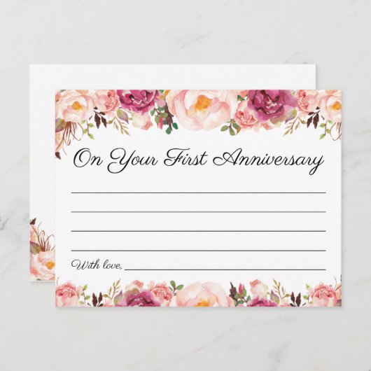 Rustiek Roze Bloemen Trouwtijd Capsule Kaarten (Voorkant / Achterkant)