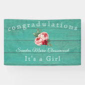 Rustiek roze bloemig Het is een meisje rustiek gro Spandoek (Horizontaal)