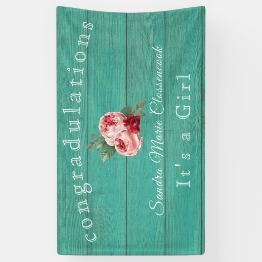 Rustiek roze bloemig Het is een meisje rustiek gro Spandoek (Verticaal)