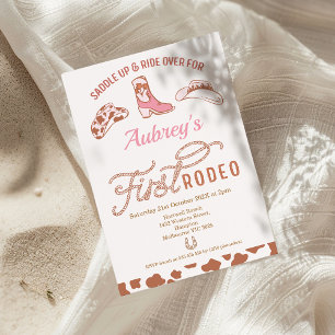 Rustiek Roze Boot Cowgirl Eerste Rodeo 1e Verjaard Kaart