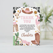 Rustiek Roze Bruin Rodeo Verjaardag Dank u kaart (Staand voorkant)