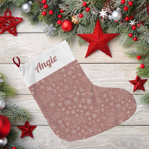 Rustiek Roze Doodle Kerst Sleigh Patroon Grote Kerstsok