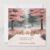 Rustiek Roze en Groen Save The Date (Voorkant)