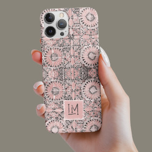 Rustiek roze gestempeld esthetische bloem iPhone 13 hoesje
