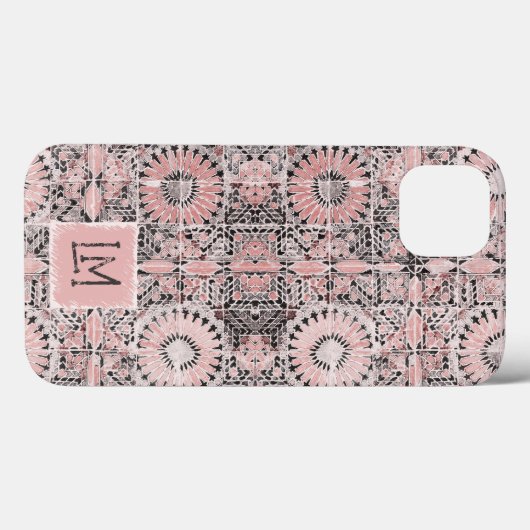 Rustiek roze gestempeld  esthetische bloem Case-Mate iPhone case (Achterkant (horizontaal))