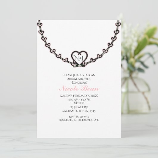 Rustiek Roze Hart Vine Vrijgezellenfeest Party Kaart (Staand voorkant)