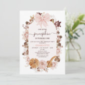 Rustiek Roze Herfst Little Pumpkin 1st Birthday Kaart (Staand voorkant)