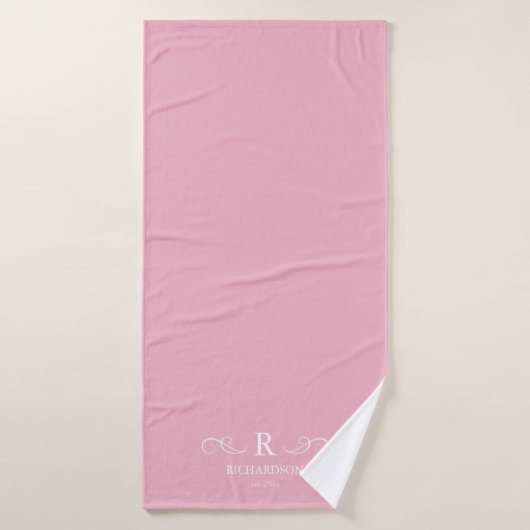 Rustiek Roze Monogram Badhanddoek (Badhanddoek)