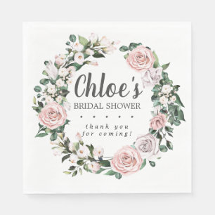 Rustiek Roze Paarse Bloemen Vrijgezellenfeest Dank Servet