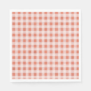 Rustiek Roze Perzik Gingham Patroon Papier servett Servet