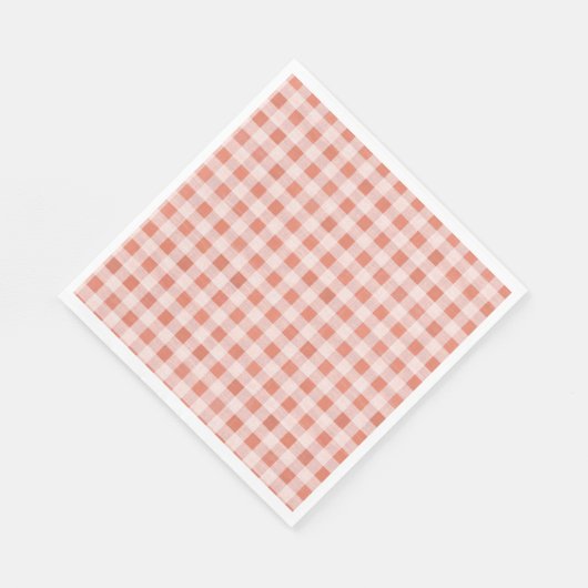 Rustiek Roze Perzik Gingham Patroon Papier servett Servet (Hoek)