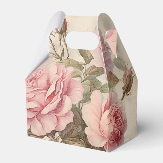 Rustiek Roze Rose Boeket Bedankdoosjes (Achterkant)