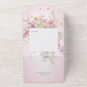 Rustiek Roze & Sage Waterverf Bloemen Roze Diner All In One Uitnodiging (Buitenkant)