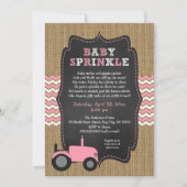 Rustiek roze Tractor Baby Sprinkle Kaart (Voorkant)