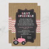 Rustiek roze Tractor Baby Sprinkle Kaart (Voorkant / Achterkant)