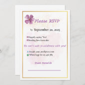 Rustiek Roze Waterverf Elegante bruiloft RSVP-kaar (Voorkant / Achterkant)