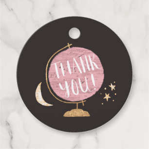 Rustiek Roze Wereldbol Avontuur Thema Baby shower Bedankjes Labels
