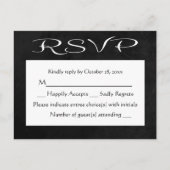Rustiek RSVP zwart-wit schoolbord (geen maaltijd) Uitnodiging Briefkaart (Voorkant)