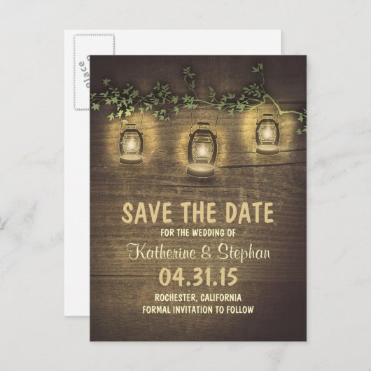 Rustiek save de datum briefkaarten (Voorkant / Achterkant)