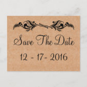 Rustiek Save The Date Bruin Trouwfoto Briefkaart (Voorkant)