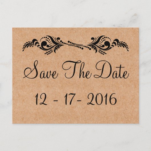 Rustiek Save The Date Bruin Trouwfoto Briefkaart (Voorkant)