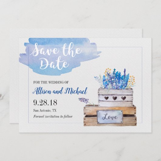 Rustiek Save the Date Kaart (Voorkant / Achterkant)