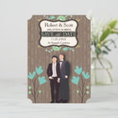 Rustiek Save the Date, Twee Grooms Save The Date (Staand voorkant)