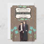 Rustiek Save the Date, Twee Grooms Save The Date (Voorkant)