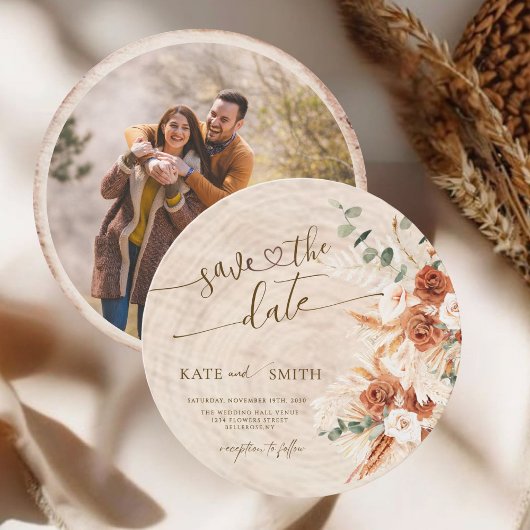 Rustiek Save the Date Wood Cut Kaart