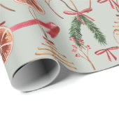 Rustiek Scandinavisch groen & Waterverf Citrus Cadeaupapier (Rol Hoek)