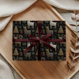 Rustiek Scandinavisch rendier & bos Kerstmis Cadeaupapier