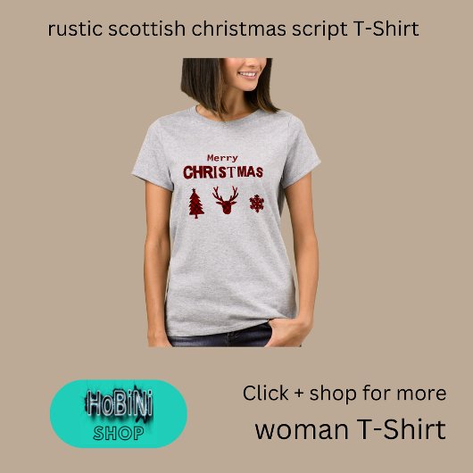 Rustiek Schots kerstscript T-shirt